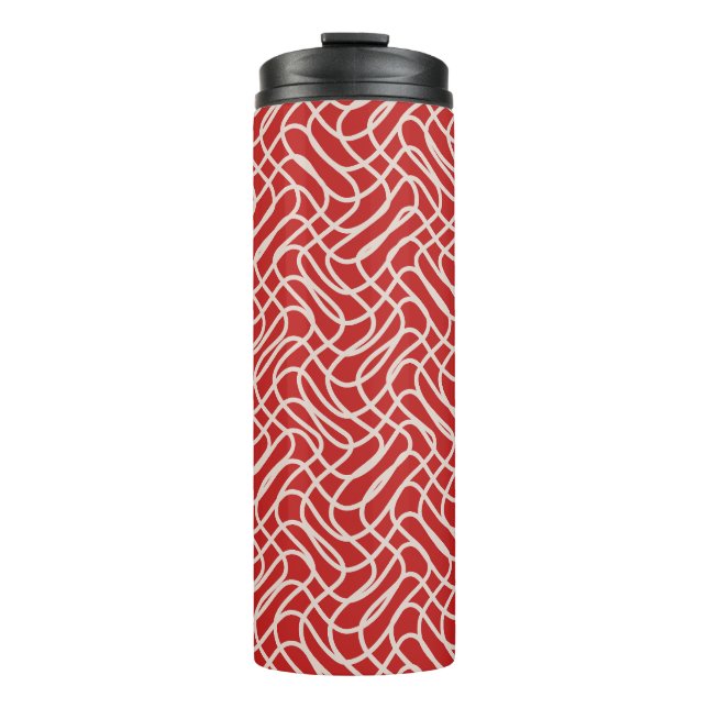 Abstraktes Muster in Rot und Creme Thermosbecher (Vorderseite)