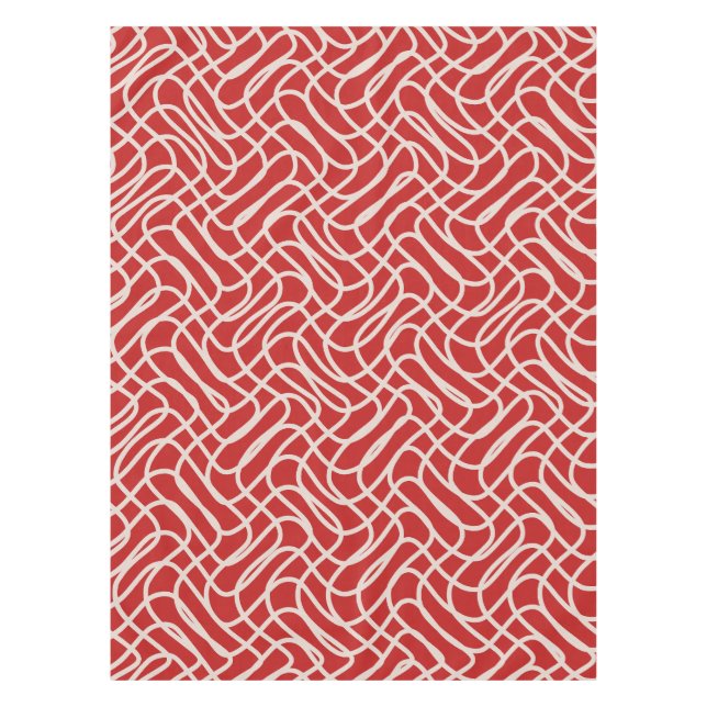 Abstraktes Muster in Rot und Creme Tischdecke (Vorderseite)