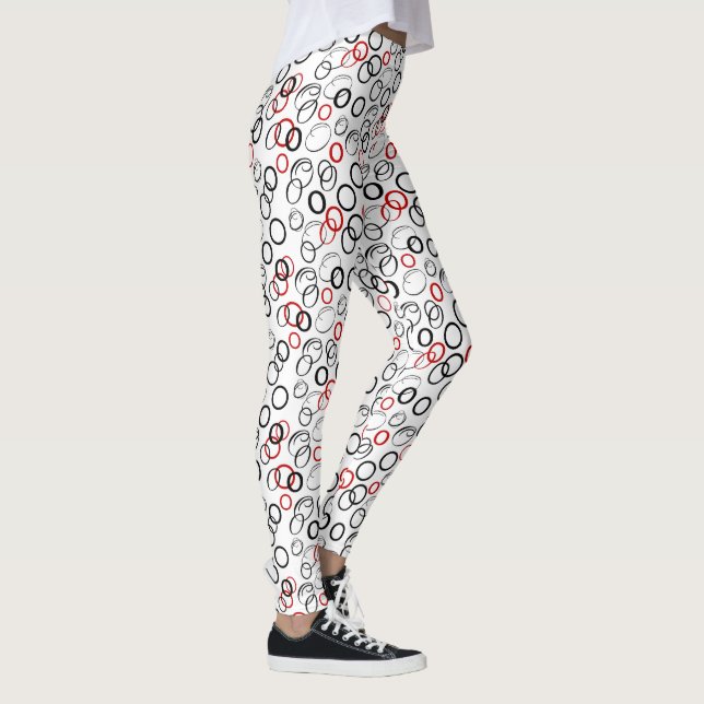 Abstraktes Muster in Schwarz und Rot Leggings (Rechts)