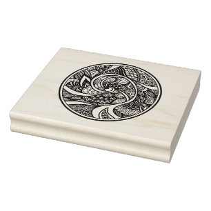 Abstraktes Muster in Zen-Gekritzel Art Gummistempel