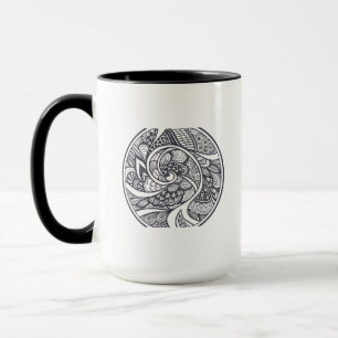 Abstraktes Muster in Zen-Gekritzel Art Tasse