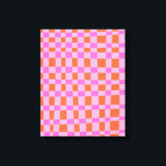 Abstraktes Muster karierter Formen in Rosa Leinwanddruck<br><div class="desc">Abstraktes Muster in rosa und orangefarbene Leinwand</div>