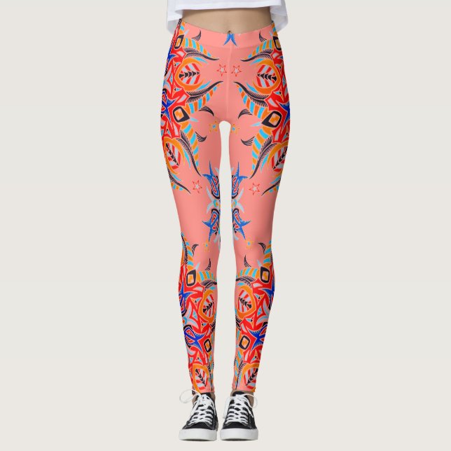 Abstraktes Muster (Lachs) Leggings (Vorderseite)