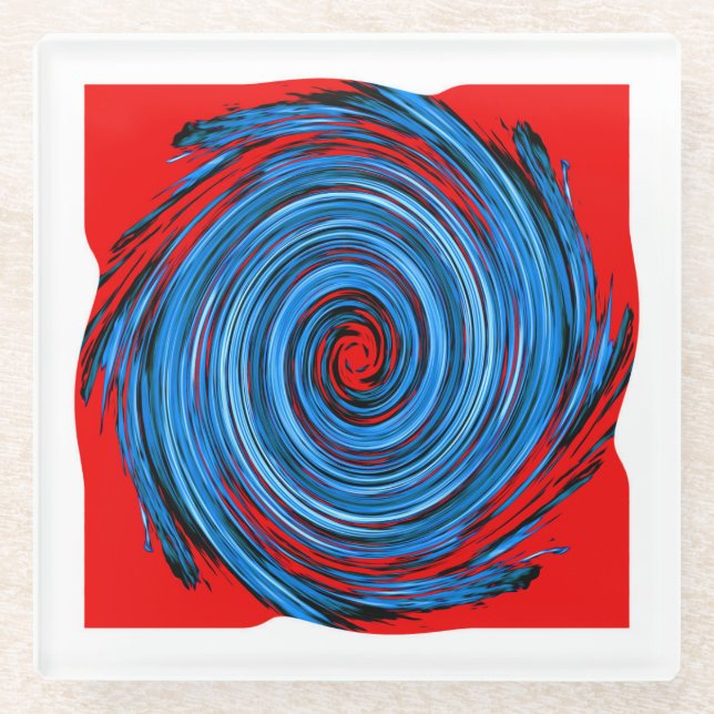 Abstraktes Muster mit blauem Swirl Glasuntersetzer (Vorderseite)