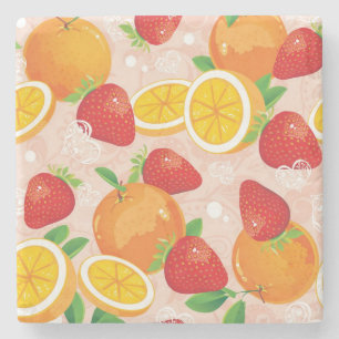 Abstraktes Muster mit Erdbeere Steinuntersetzer