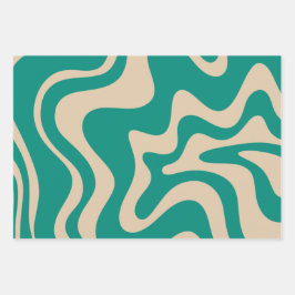 Abstraktes Muster mit flüssigem Swirl Geschenkpapier Set