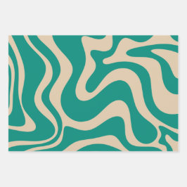 Abstraktes Muster mit flüssigem Swirl Geschenkpapier Set