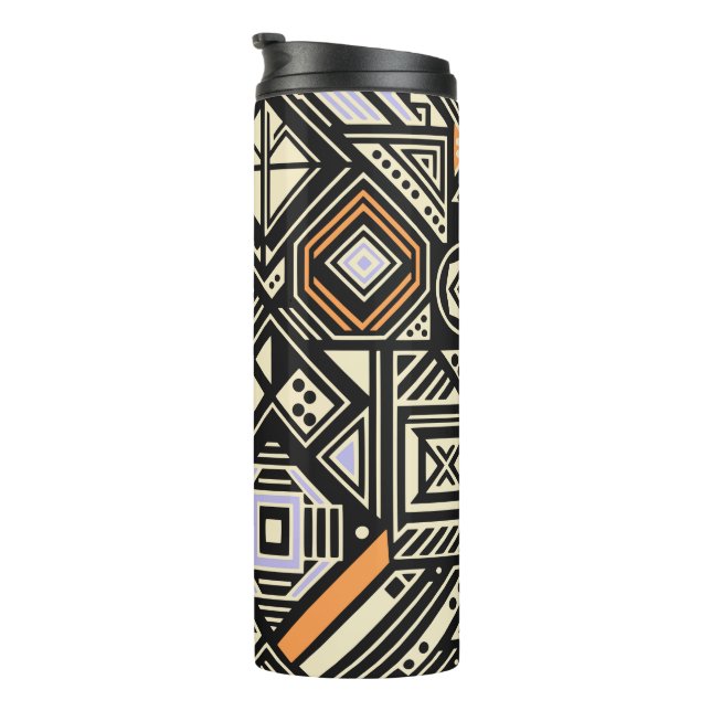 Abstraktes Muster mit geometrischen Formen Thermosbecher (Nach rechts gedreht)