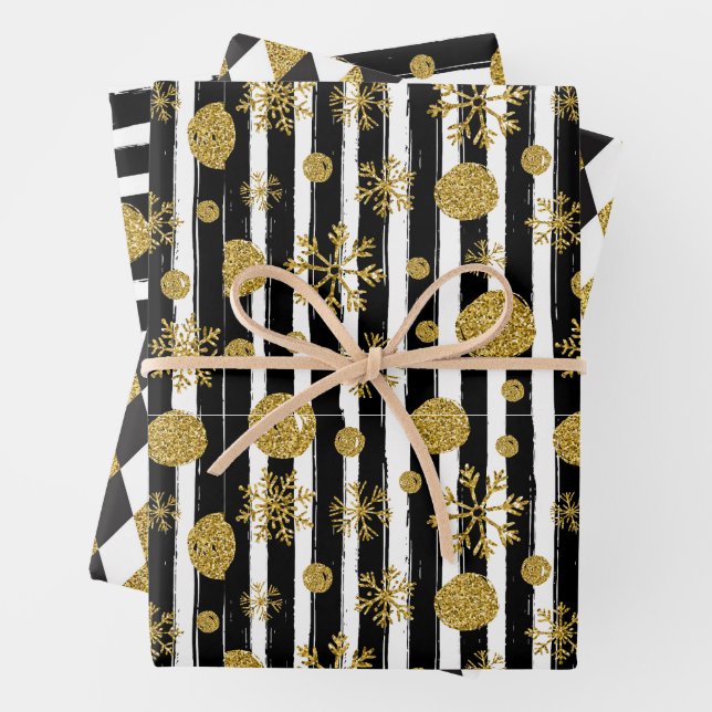 Abstraktes Muster mit Gold-Glitzer Geschenkpapier Set (Beispiel)