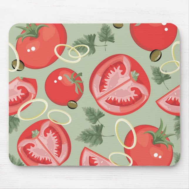 Abstraktes Muster mit Tomate Mousepad (Vorne)