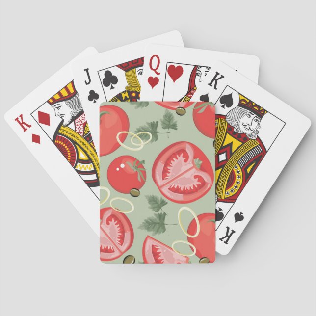 Abstraktes Muster mit Tomate Spielkarten (Rückseite)