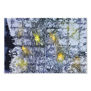 Abstraktes Muster mit Wachs und Tinte - Blau Gelb Fotodruck