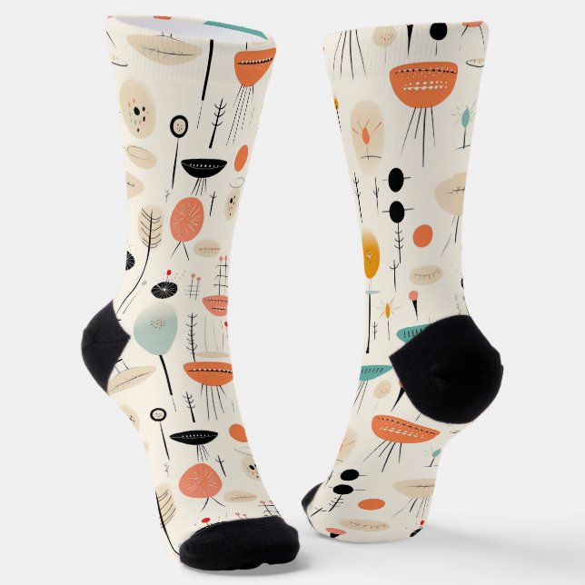Abstraktes Muster Mitte des Jahrhunderts Socken (Gewinkelt)