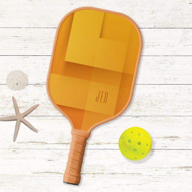 Abstraktes Muster Monogrammierte Initialen Orange  Pickleball Schläger (Von Creator hochgeladen)
