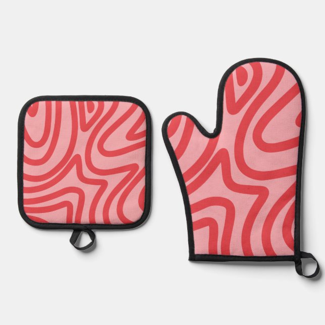 abstraktes Muster Ofenhandschuh & Topflappen-Set (Vorderseite)