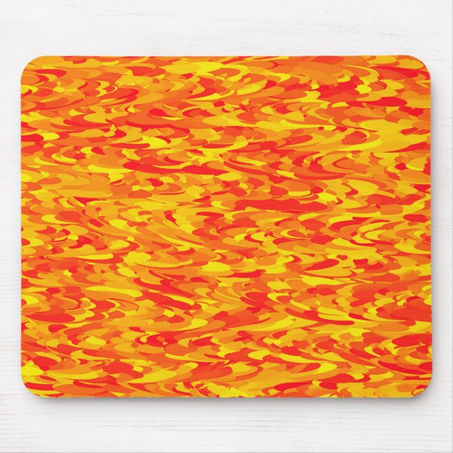 Abstraktes Muster Orange Red Gelb Mousepad (Vorne)
