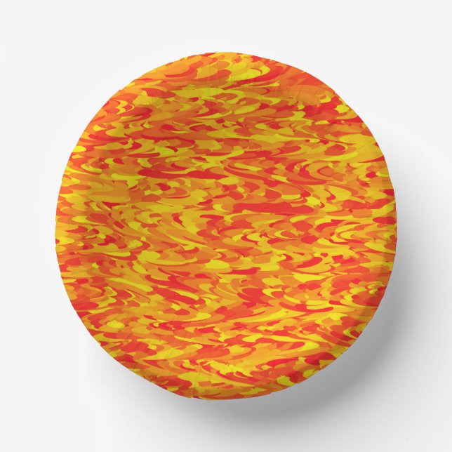 Abstraktes Muster Orange Red Gelb Pappteller (Vorderseite)