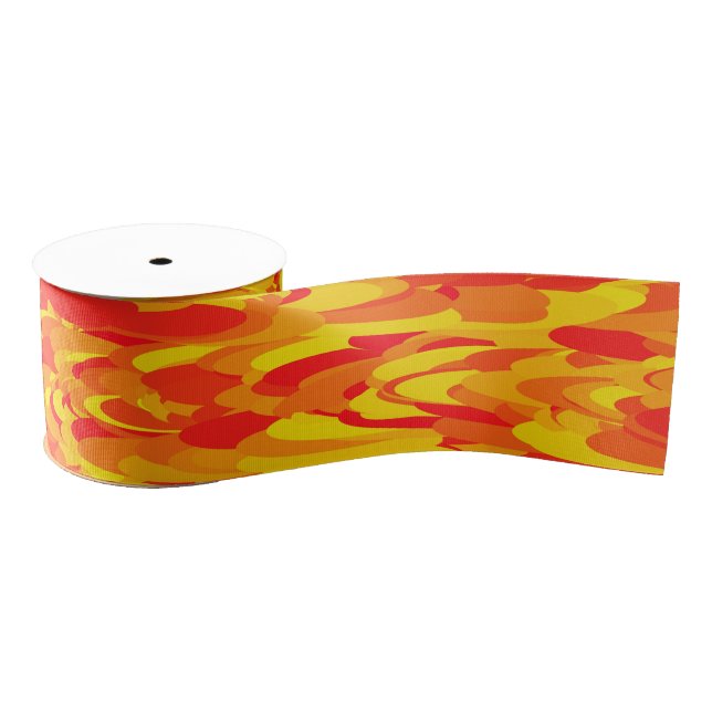 Abstraktes Muster Orange Red Gelb Ripsband (Spule)