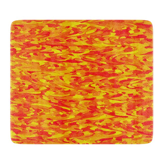Abstraktes Muster Orange Red Gelb Schneidebrett (Vorderseite)
