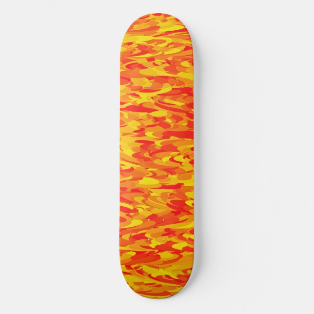 Abstraktes Muster Orange Red Gelb Skateboard (Vorderseite)