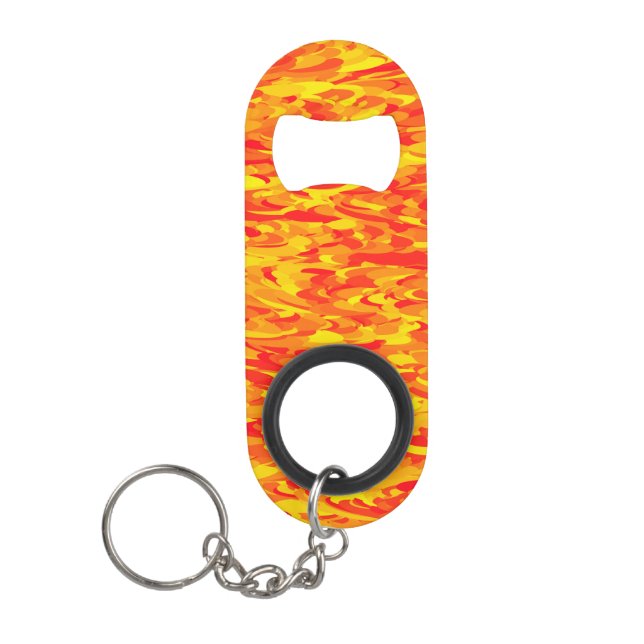 Abstraktes Muster Orange Rot Gelb Mini Flaschenöffner (Vorderseite)