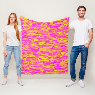 Abstraktes Muster Pink Gelb Orange Fleecedecke