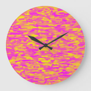 Abstraktes Muster Pink Gelb Orange Große Wanduhr