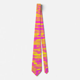 Abstraktes Muster Pink Gelb Orange Krawatte