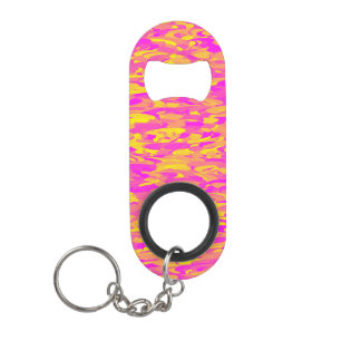 Abstraktes Muster Pink Gelb Orange Mini Flaschenöffner