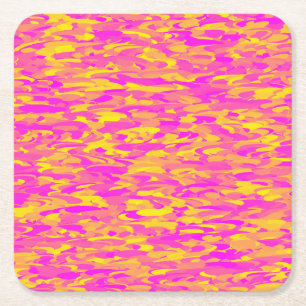 Abstraktes Muster Pink Gelb Orange Rechteckiger Pappuntersetzer