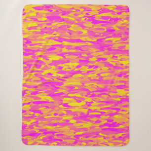 Abstraktes Muster Pink Gelb Orange Sherpadecke