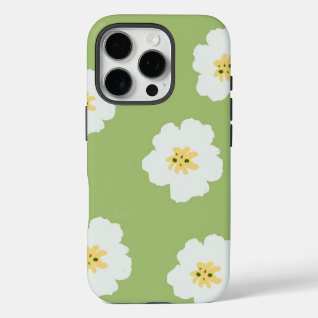 Abstraktes Muster Retro Green Retro Botanisches Wi iPhone 16 Pro Hülle (Rückseite)