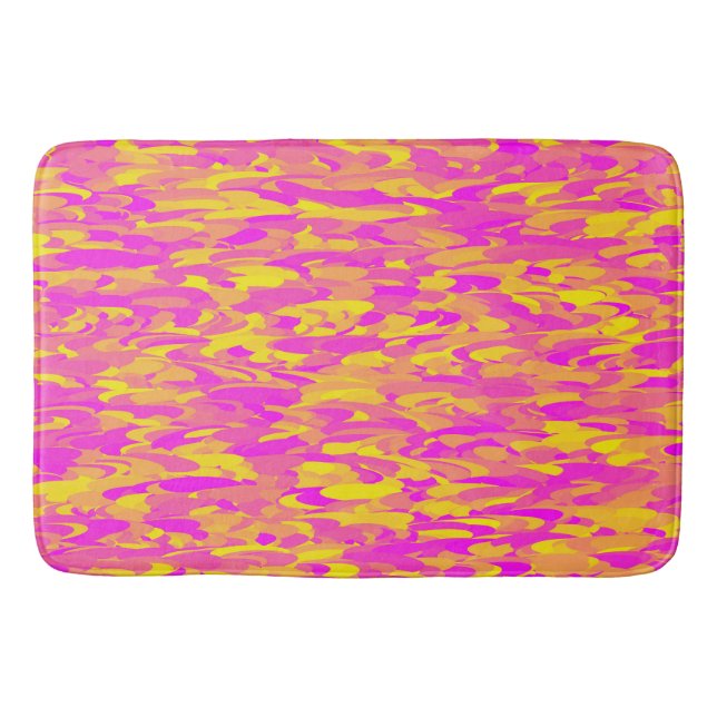 Abstraktes Muster Rosa Gelborange Bath Mat Badematte (Vorderseite)