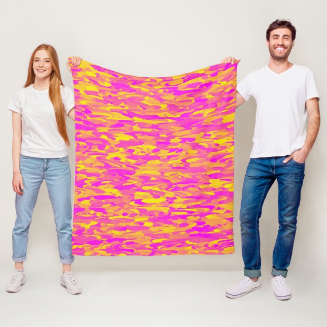Abstraktes Muster Rosa Gelborange Fleecedecke (Beispiel)