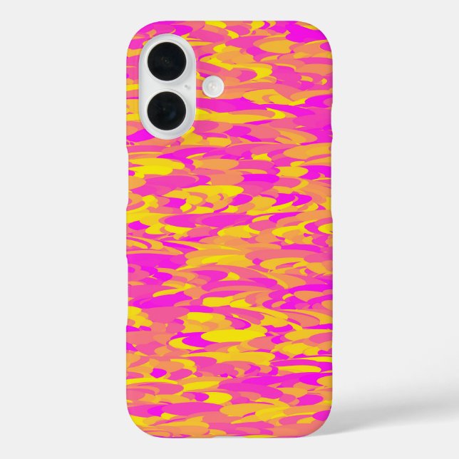 Abstraktes Muster Rosa Gelborange iPhone 16 Hülle (Rückseite)