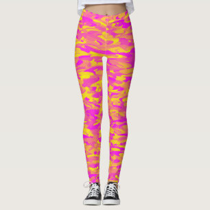 Abstraktes Muster Rosa Gelborange Leggings