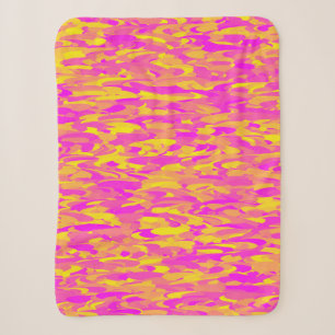 Abstraktes Muster Rosa Gelborange Sherpadecke