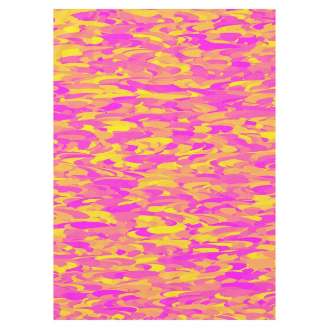 Abstraktes Muster Rosa Gelborange Tischdecke (Vorderseite)