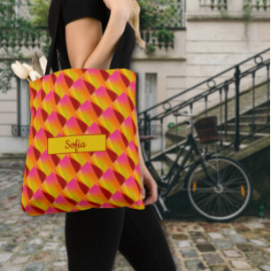 Abstraktes Muster rot gelb orange Name  Tasche