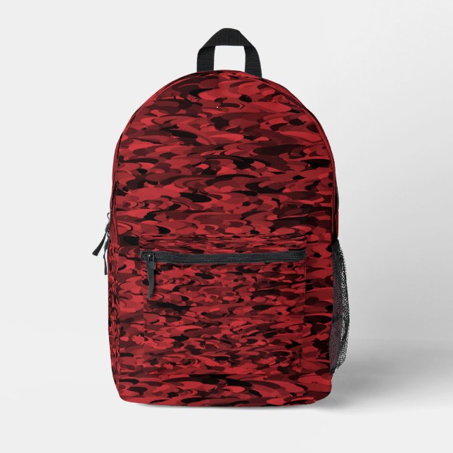 Abstraktes Muster Rot Schwarz Bedruckter Rucksack (Vorderseite)