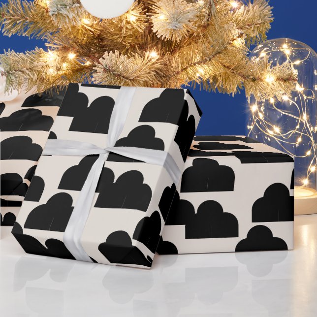 Abstraktes Muster Schwarz und Creme Geschenkpapier (Feiertage)
