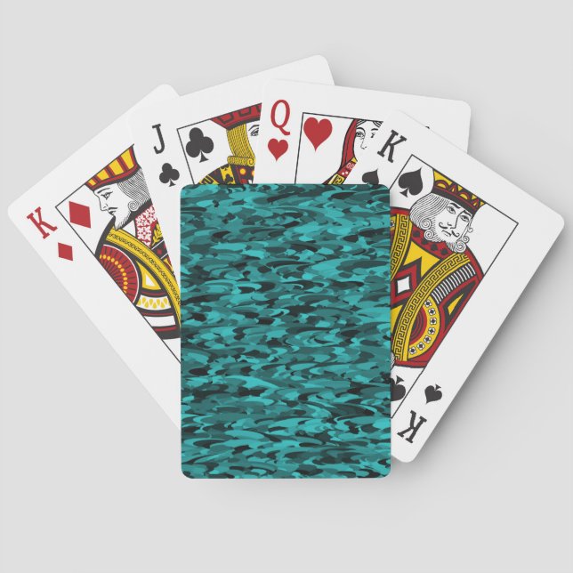 Abstraktes Muster Teal Schwarz Spielkarten (Rückseite)