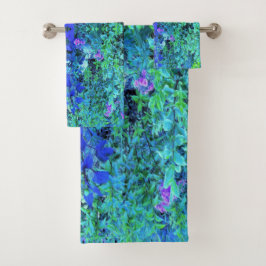 Abstraktes Muster und blaues Folienzmuster Badhandtuch Set