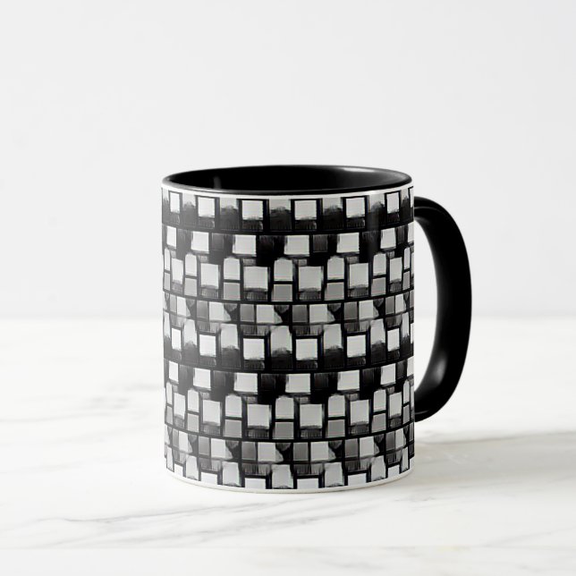 Abstraktes Musterdesign 1201 in Grautönen - Tasse (VorderseiteRechts)