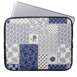 Abstraktes, nahtlos zartes Patchwork-Muster, dunke Laptopschutzhülle