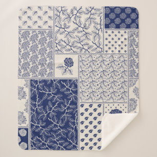 Abstraktes, nahtlos zartes Patchwork-Muster, dunke Sherpadecke