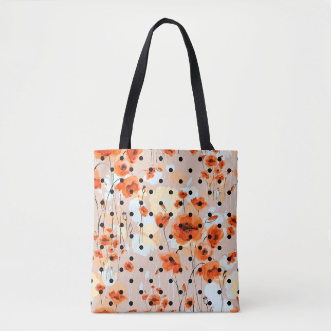 Abstraktes, nahtloses Blumenmuster mit Feldmohn Tasche (Vorderseite)