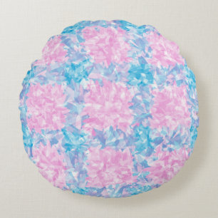 Abstraktes nahtloses Muster in Rosa und Blau Rundes Kissen
