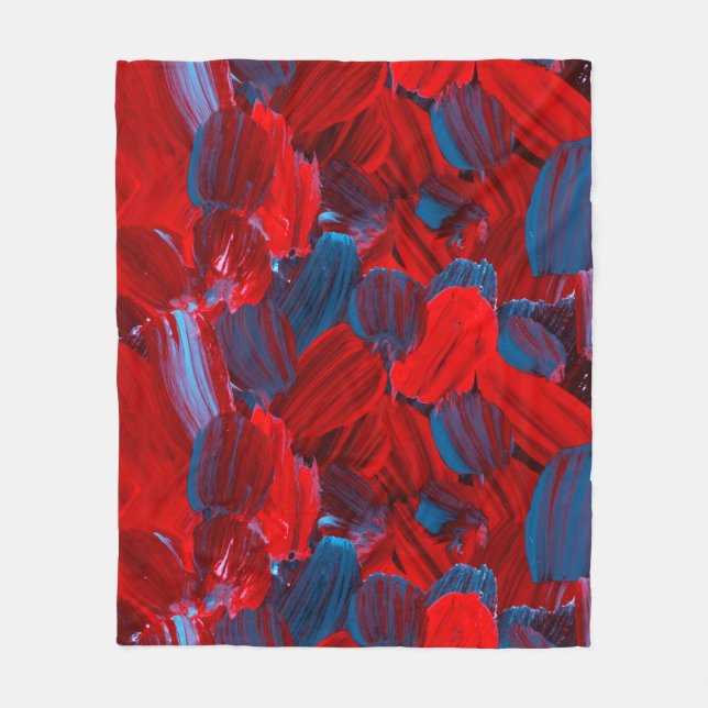 Abstraktes nahtloses Muster in Rot und Blau Fleecedecke (Vorderseite)