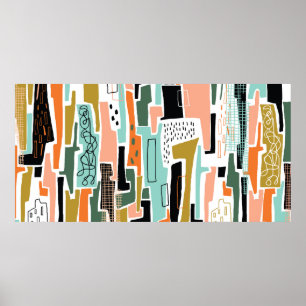 Abstraktes nahtloses Muster mit geometrischer Gest Poster
